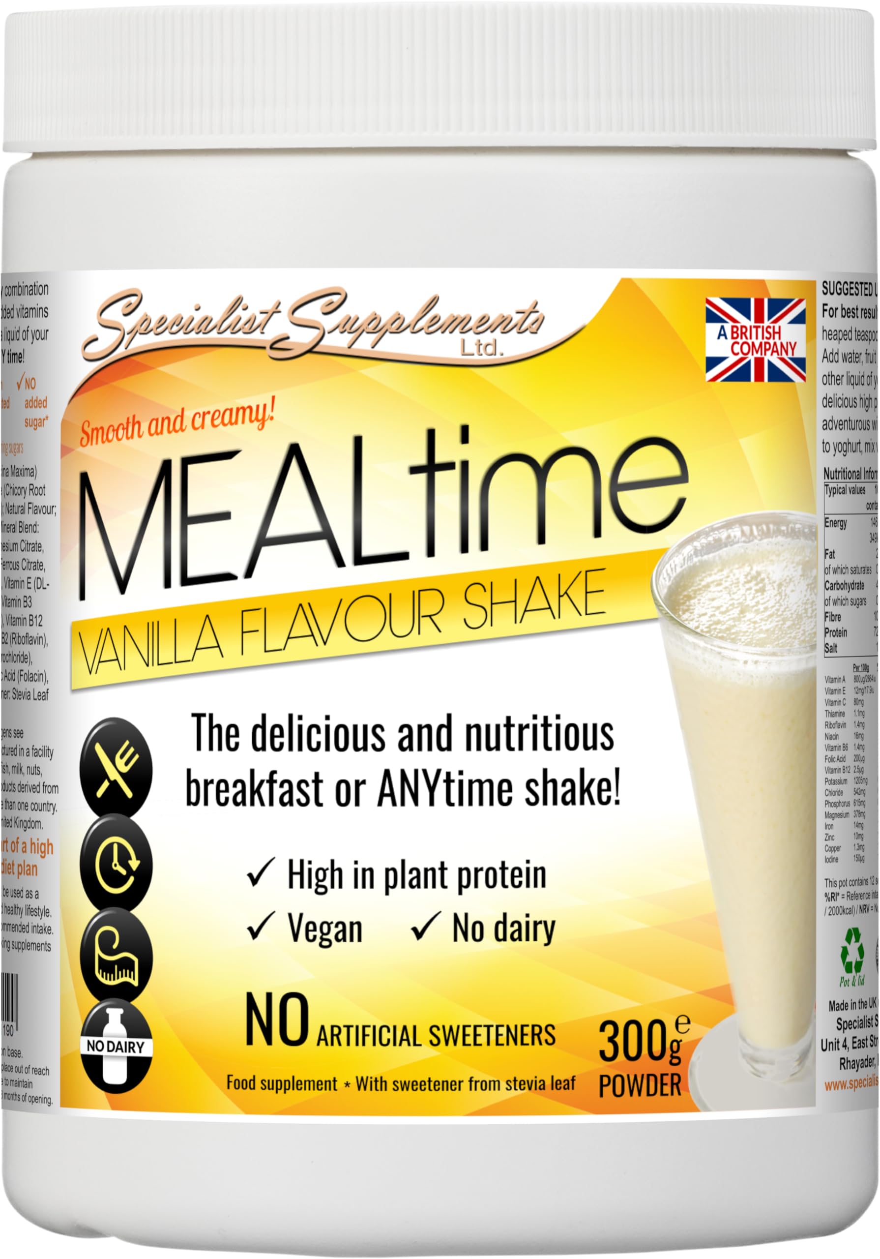 Specialist Supplements MEALtime Vanilla Flavour Shake 300g
