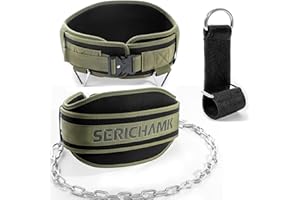 SERICHAMK Weighted Dip Belt for Weight Lifting With Chain 46" and Loading Straps,Weighted Belt,Pullup Dip Weight Belt with Chain, Weighted Pull Up Belt for Weights,Belt Squat Belt with Chain