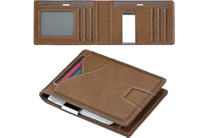 furid Card Wallet For Men Slim: Bifold Leather Wallet - Rfid Minimalist Front Pocket Wallet with Money Clip Gift For Men
