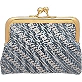 Coin Purse Vintage Bag Lock Wallet Buckle Kiss Lock change purse change holder wallet coin Leather coin wallet(A blue)