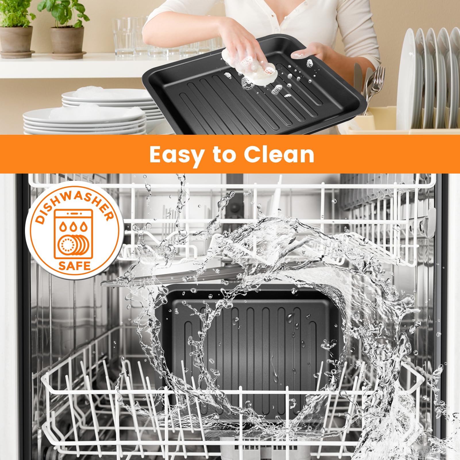 Air Fryer Toaster Oven Accessories for COSORI 12 in 1 C130 CS130 CO130 Convection Oven, 14’’*12’’ Non-Stick Rectangle Air Fryer Rack Replacement Parts Grill Pan Grill Plate Crisper Plate Tray