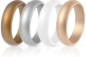 ThunderFit Silicone Wedding Bands for Women, Dome Unique Anniversary Rings 5.5mm Wide 2mm Thick - 1/2/3/4/5/6/7/8/12 Variety Multipack