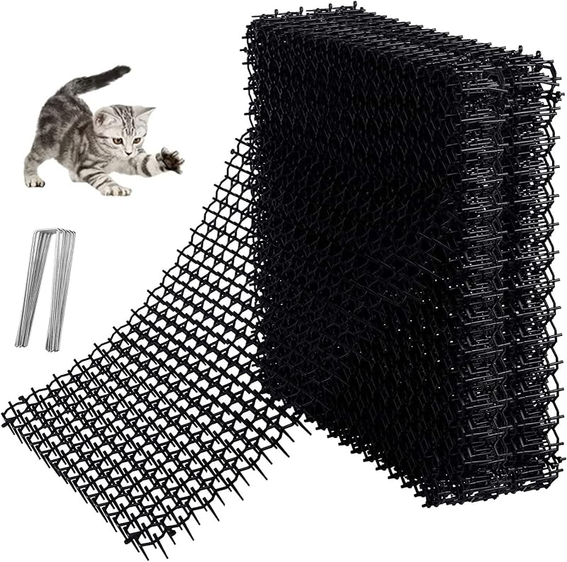 Yukiyi 12P Anti Cat Spikes Mat 15x20cm Pet Deterrent Net 8 U Peugs