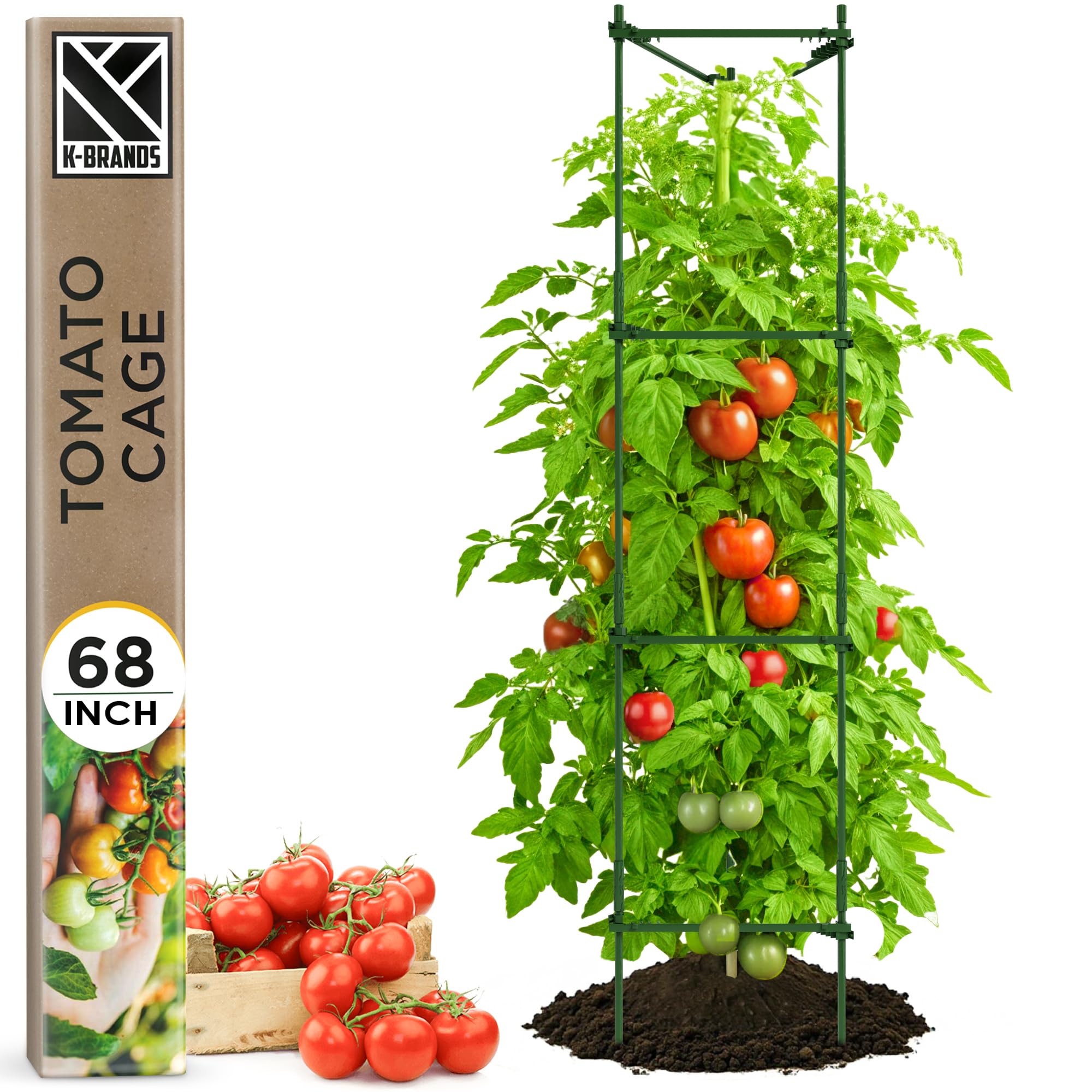 K-Brands Tomato Cage - Plant Stakes and Support with Clips (68 inches Tall)