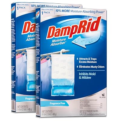 Damp Rid Hanging Bag Moisture Absorber – Fragrance Free Humidity Absorber for Closets, Closet Deodorizer & Odor Absorber, 15.4 oz Hanging Bags 2 Pack - Ilios Packaging