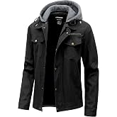 CTFASHION Men's Cotton Lightweight Jacket Military Canvas Field Coat Work Outwear Casual Spring Cargo Jacket with Hooded