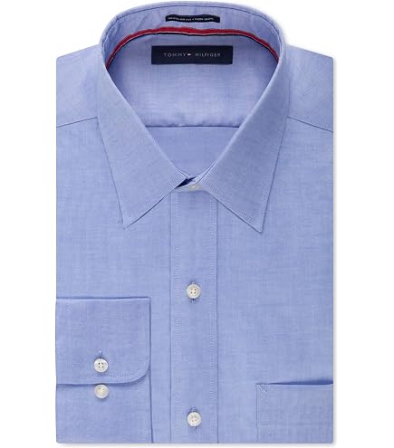 Paul Fredrick Men's Non-Iron Cotton Pinpoint Spread Collar Dress Shirt, Size 15.0/32 Blue : Clothing, Shoes & Jewelry