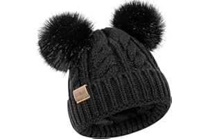 TONTULAND Kids Winter Beanie Children’s Warm Knitted Fleece Lined Ski Pom-Pom Warm Knit Hat for Boys & Girls 3-9 Years