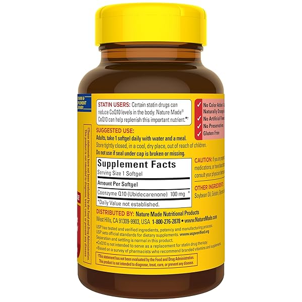NATURE MADE COQ10 100MG, DIETARY SUPPLEMENT FOR HEART HEALTH SUPPORT, 120 SOFTGELS, 120 DAY SUPPLY