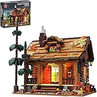 TYCOLE Wood Cabin Building Blocks Set with LED Lights,Wooden Forest House Building Toys,STEM Treehouse Architecture Model-Com