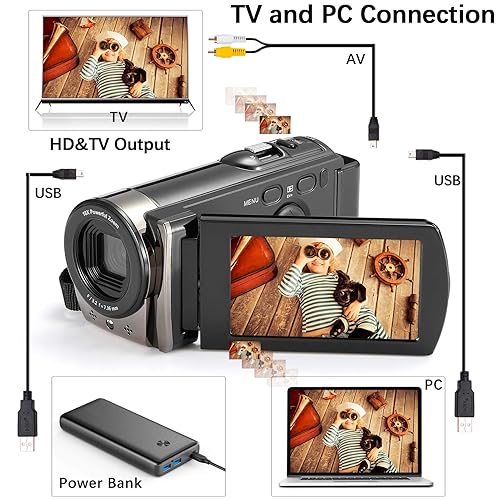 HAOHUNT Video Camera Camcorder, Full HD 1080P 15FPS 24MP Digital