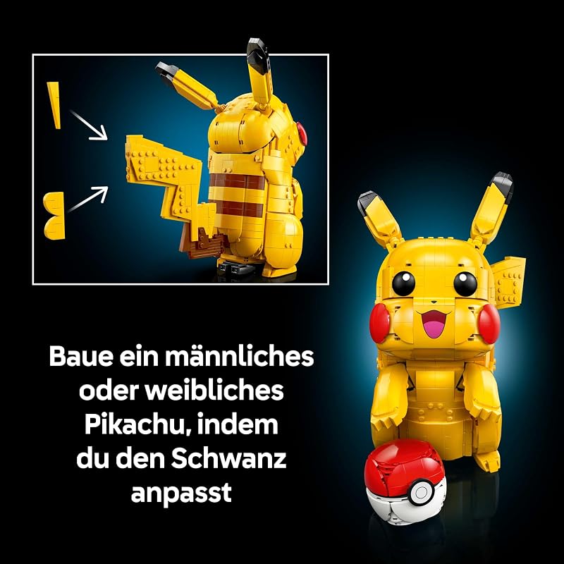 Pokémon Pikachu und Pokéball - Bauset für Erwachsene - Modellbau mit beweglicher Anime Figur und dynamischem Ständer - DIY Deko für Zimmer oder Schreibtisch - Geschenk für Gaming Fans - 72152