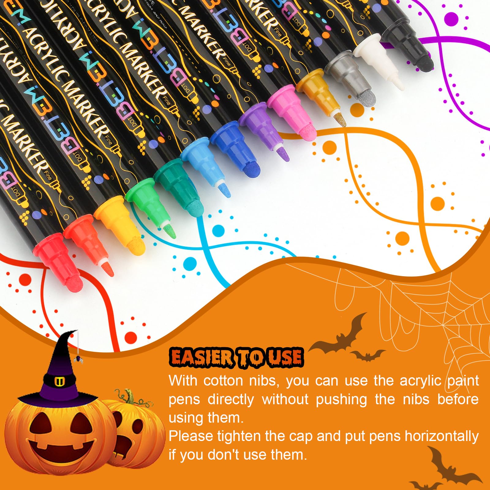 Betem 12 Colors Dual Tip Acrylic Paint Pens Markers, Premium Acrylic Paint Pens Stocking Stuffers for Rock Painting, Wood, Canvas, Glass, Ceramic Surfaces, Christmas Gifts for Teens DIY Art Supplies