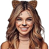 Komotu Leopard Ears Headband, Cat Ears Headband, ​Furry Padded Leopard Ears Cat Leopard Halloween Costume Accessories