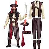 Spooktacular Creations Mens Caribbean Pirate Costume Adult Sea Captain Robber Costume for Halloween