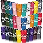 Pickmesh 60 Pcs Employee Appreciation Gifts Bulk 16 oz Plastic Tumbler with Lid Inspirational Staff Thank You Gifts for Team Reusable Travel Coffee Cups for Coworker Volunteer Teacher (Colorful)