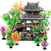 CousDUoBe 9Pcs Resin Castle Decorations Set，Realistic Fish Tank Castle with Eco-Friendly Design,Fish Tank Decorations Aquarium Accessories