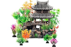 CousDUoBe 9Pcs Resin Castle Decorations Set，Realistic Fish Tank Castle with Eco-Friendly Design,Fish Tank Decorations Aquarium Accessories