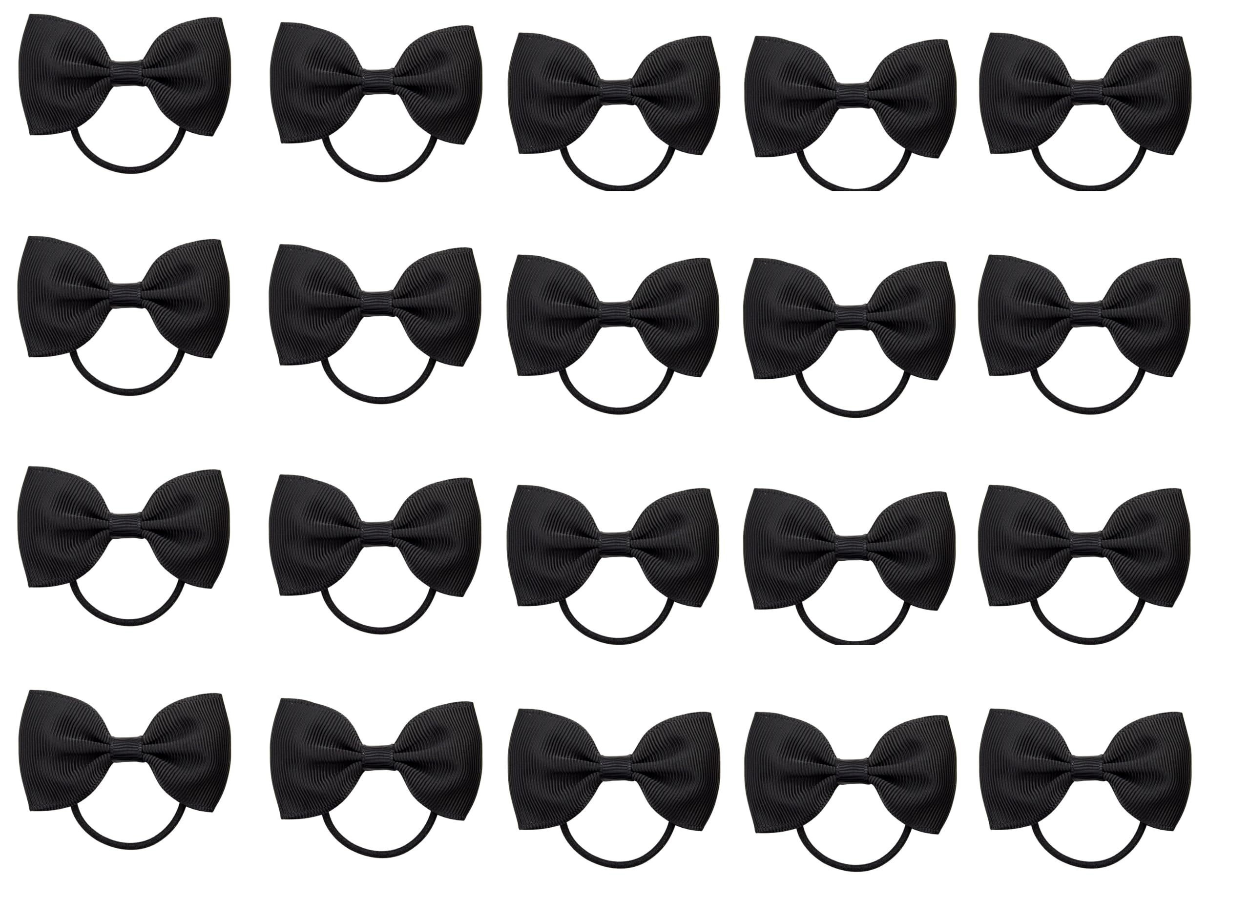 ZOONAI 20Pcs Baby Girl Toddlers Hair Bows, Mini Elastic Hair Ties Accessories Bow Ponytail Holder Rubber Hair Bands for Girls Kids Teens (Black, One Size)