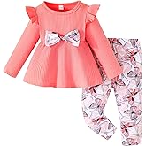 Jecson Toddler Baby Girl Clothes: Cotton Soft Outfits Set A-Line Top & Butterfly-Print Pants Cute Fall Home Outdoor 6M-4Y