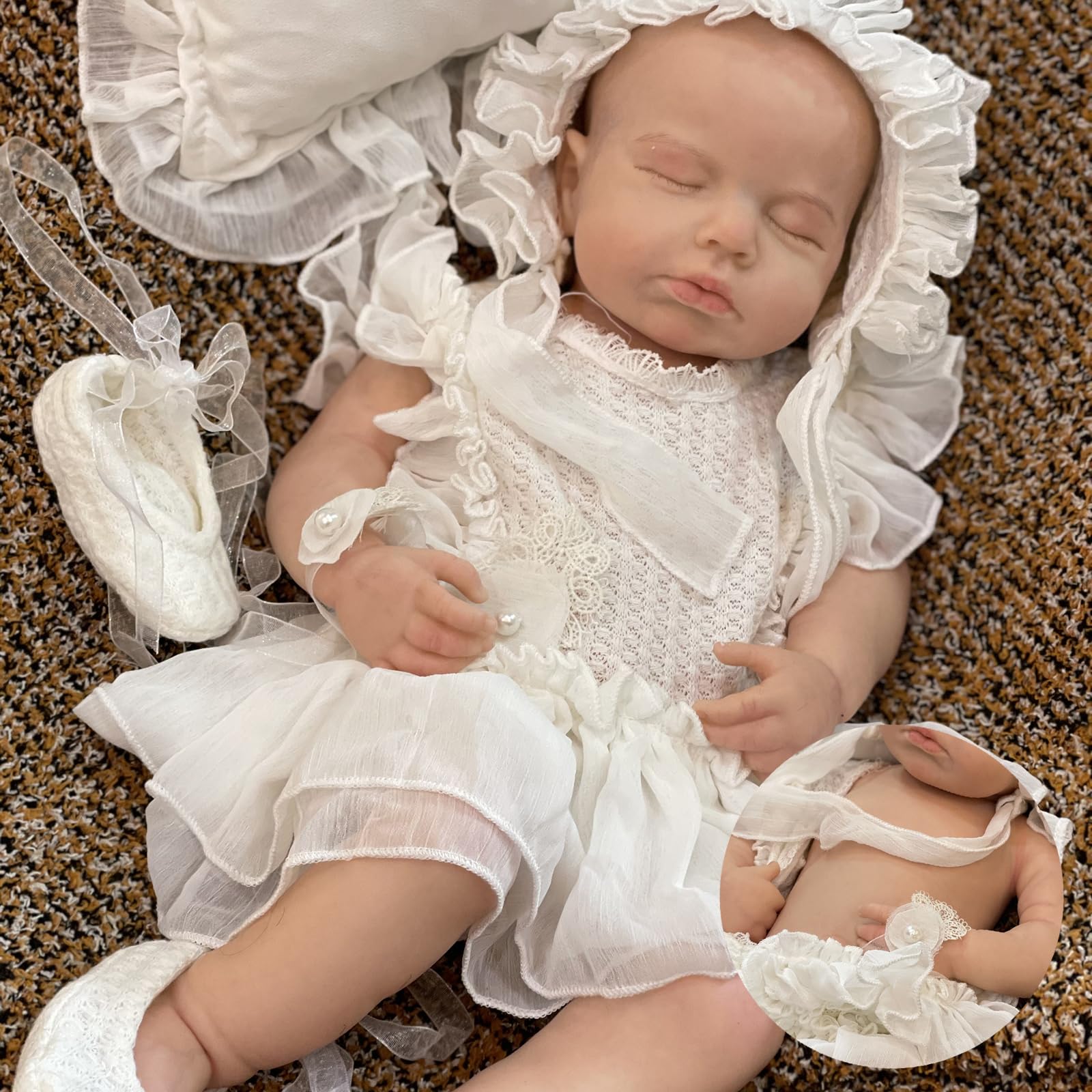 Photo 1 of OtardDolls Reborn Baby Dolls Realistic Newborn 18 Inch Reborn Full Silicone Soft Body Real Life Washable with Clothes and Bottles