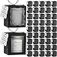ReliThick 100 Set Candle Gift Box Transparent Gift Packaging Box for 4-10 oz Candles 50 Paper Thank You Tag Bundle Hemp Rope for Wedding Baby Shower Party Favor, 3.35x3.35x3.94 in (White Black)