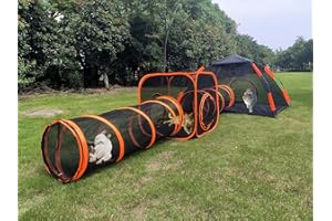 GAORUI 6 in 1 Pet Cat and Dog Tunnel Tent Foldable Pet Tent Outdoor Pop Up Pet Playpen Cage Fences House (Styles 4)