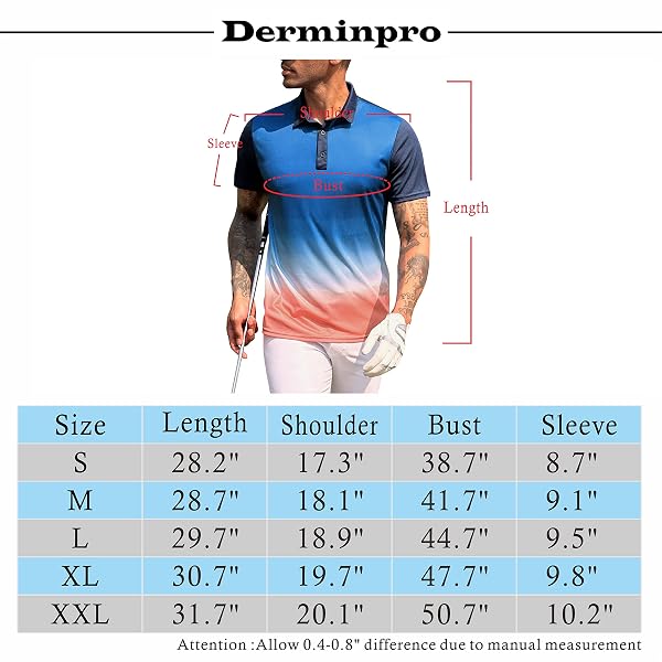 DERMINPRO MEN’S LIGHTWEIGHT DRY FIT GOLF SHIRTS SHORT SLEEVE BREATHABLE GEOMETRIC TENNIS SHIRTS NAVY & RED XX-LARGE