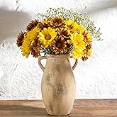 Lyeec Large Ceramic Vase,11.3 inch Tall Farmhouse Flower Vase with 2 Handles, Terracotta Decorative Flower Vase for Home Decor, Living Room Entryway Table Centerpiece Decor