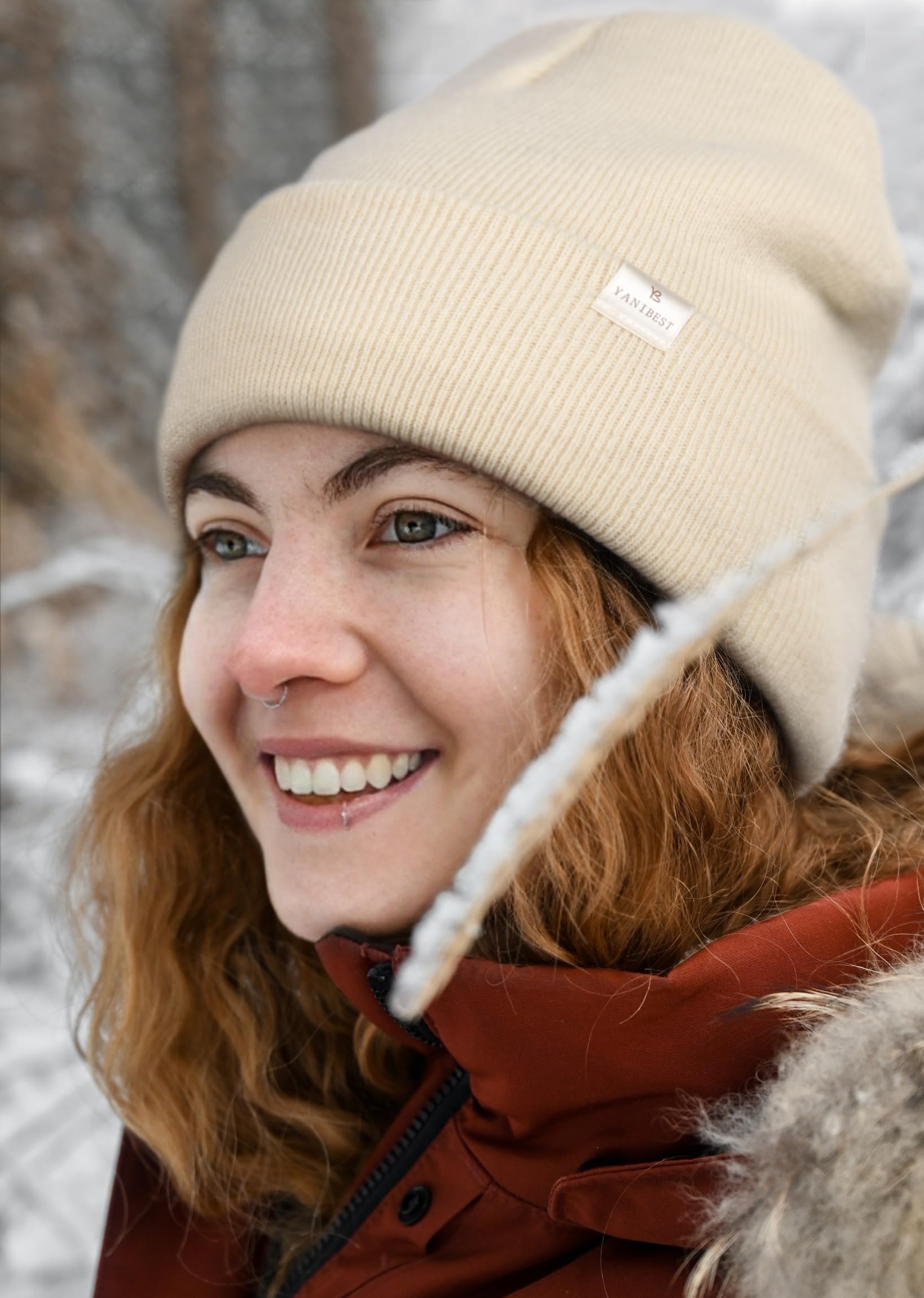 YANIBEST Satin Lined Beanie for Women Reduce Frizz Winter Hats for Women Men Silk Lining Soft Slouchy Warm Cuffed Less Static