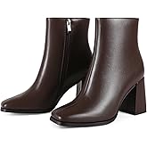 Wetviro Womens Square Toe Ankle Boots Chunky Block Heel Short Boots for Women Mid Heel Dressy Booties Office Party Daily Wear