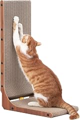 FUKUMARU Cat Scratcher 68cm L-Shaped Cardboard Wall Scratcher Walnut