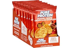 Pure Protein Popped Crisps, Hickory BBQ, High Protein Snack, 12 g Protein, 8 X 36 g bags