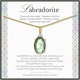 HOPE LOVE SHINE Labradorite Necklace Gold for Women Magic Crystal Jewelry 18K Gold Plated Stainless Steel 18"