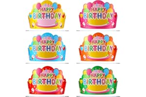 Yunsailing 36 Pcs Happy Birthday Crowns for Kids Paper Birthday Hat Crowns for Classroom Gifts Kids' Party(Colorful)