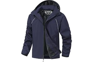 MAOYSSEN Outdoor Men's Waterproof Raincoat Windbreaker Lightweight Rain Jacket with Detachable Hood
