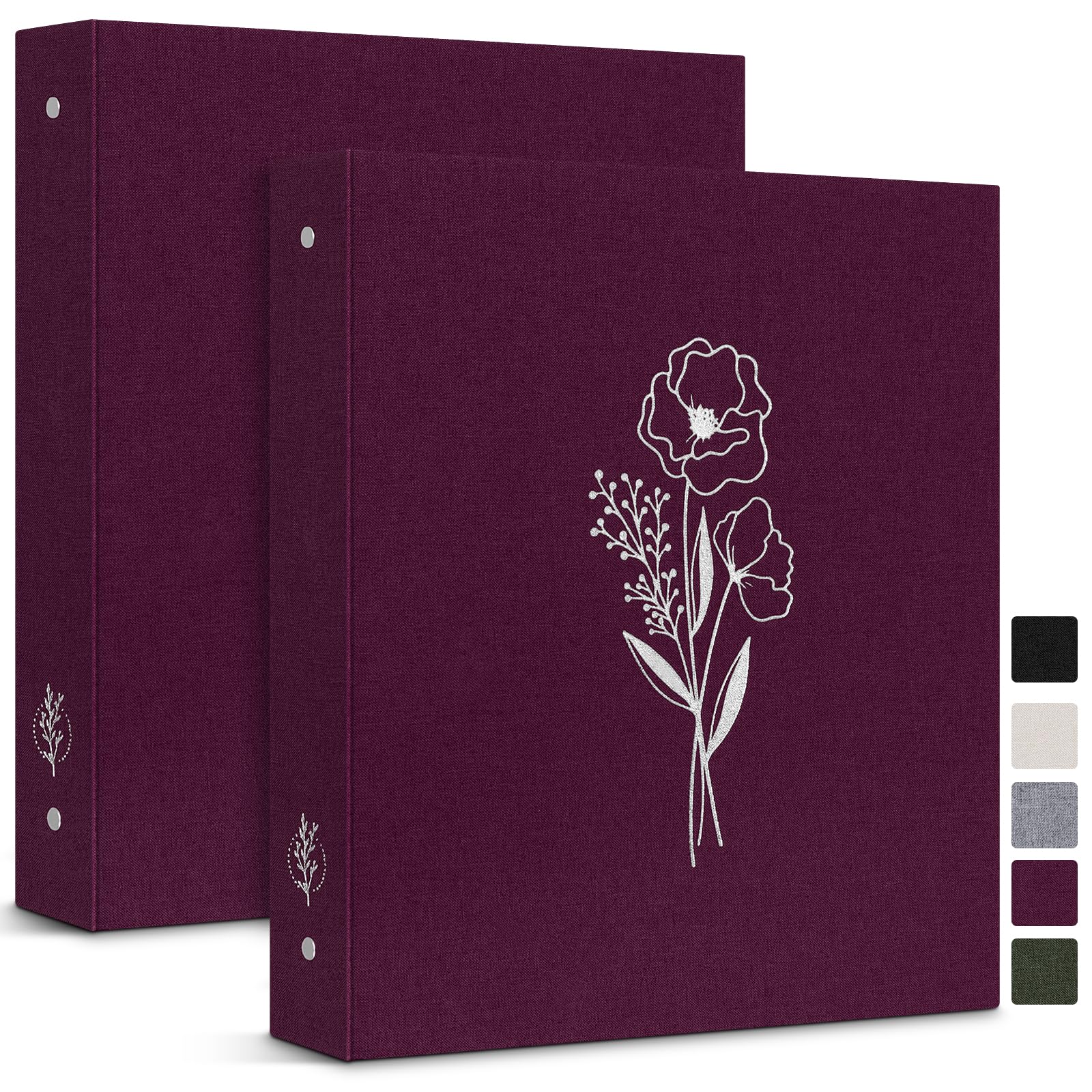 Lanpn Aesthetic Letter Size A4 3 Ring Binder 2 Packs, Linen Cover 1 inch Round Rings Can Holds 8.5" x 11" Paper for Home Office School Journaling Collections (Purple)