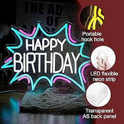 LIUOZHTEA Happy Birthday Neon Sign Dimmable