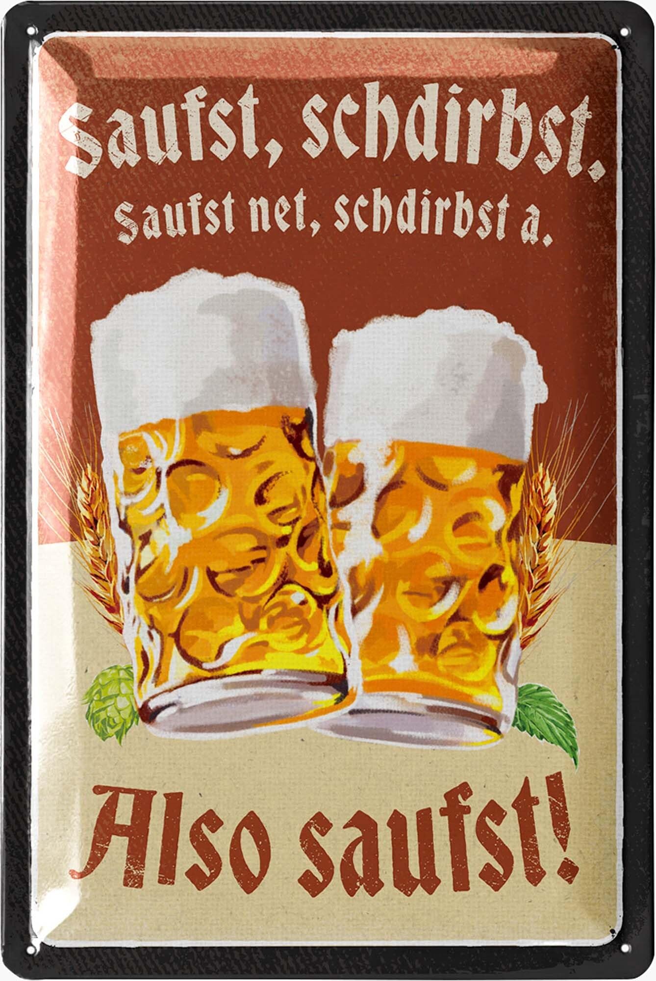 LANOLU Retro Tin Sign Beer Funny Signs with Sayings Bar Decoration for Party Room, Pubs Bar Decoration for Stammtisch Gift Idea for Dad for Father's Day, Vintage Metal Sign 20 x 30 cm