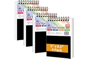 WINNER 5.5" x 8.5" Sketch Book, 4-Pack 400 Sheets Spiral Bound Art Sketchbook, 68lb/100gsm White Acid Free Drawing Pad, Sketc