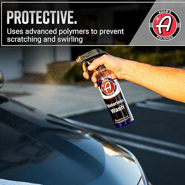 ADAM’S POLISHES WATERLESS WASH (16OZ) – CAR CLEANING CAR WASH SPRAY FOR CAR DETAILING | SAFE ULTRA SLICK LUBRICATING FORMULA, BOAT, MOTORCYCLE, RV | NO GARDEN HOSE, WASH SOAP OR FOAM CANNON NEEDED