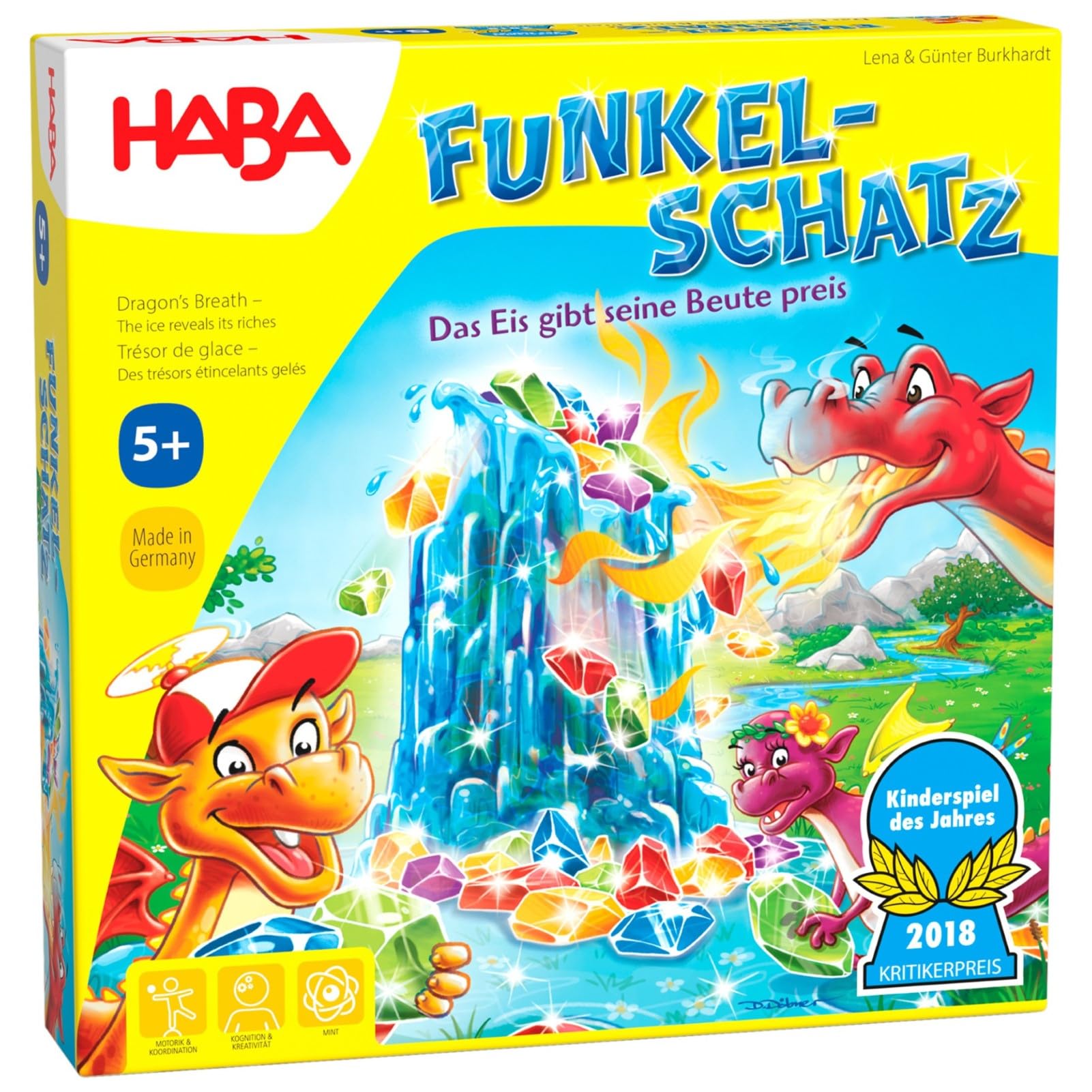 Haba 303402 - Funkelschatz Board Game Fun Gift for 2-4 Players from 5 Years and Above with 90 Sparkling Stones and 9 Rings in Ice Look