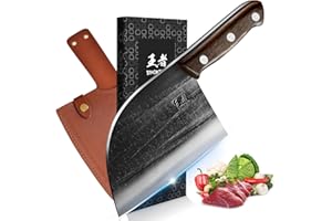 ENOKING Serbian Chefs Knife - Hand Forged Meat Cleaver Chopping Butcher Knives Full Tang High Carbon Stainless Steel with Car
