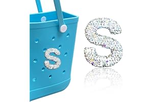 HLUWA Diamond Letter Charms for Bogg Bag - Sparkling Rhinestone Alphabet Lettering Accessories for Handbag, Beach Tote Bag