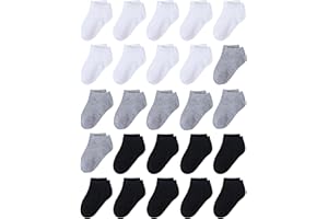 Cooraby 25 Pairs Kids' Socks Low Cut Socks Half Cushion Sport Ankle Athletic Socks for Boys Girls