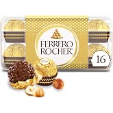 Ferrero Rocher Chocolate Candy, 16 Hazelnut Milk Chocolates, 7 oz | Individually wrapped hazelnut chocolate, gourmet chocolate candy for gifting a sweet treat or snacking