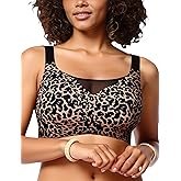 Easybunny Wireless Bras for Women Seamless Supportive V Mesh Bralette Minimizers Comfortable Tshirt Bra for Older Women