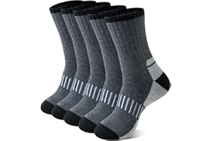 Josnown Thermal Hiking Socks Men 5 Pairs Warm Winter Thick Cushion Moisture Wicking Crew Boot Socks for Men, Size 7-12