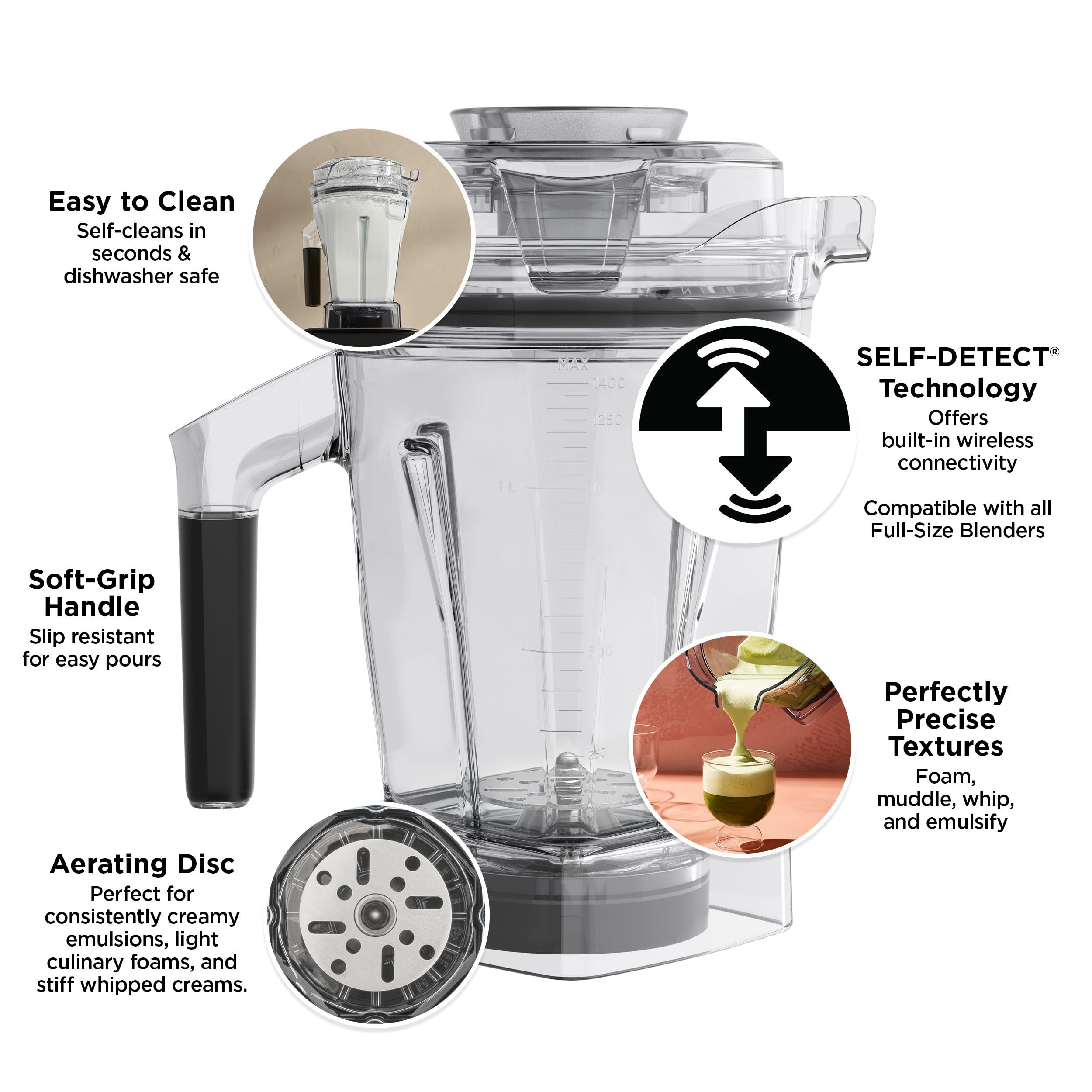 Vitamix Aer Disc Container, 48 oz, BPA-Free, Dishwasher-Safe, Compatible with All Full-Size Vitamix Blenders