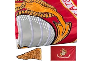 WDGG Embroidered Double Sided USMC Marine Corps Flag 3x5 Outdoor-3Ply Heavy Duty 300D Nylon 4 Rows Sewn- All Weather United States Official Marines Flag Banner for Outdoor/Indoor with 2 Brass Grommet